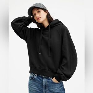 ALLSAINTS Dana Relaxed Fit Back Zip Hoodie Small Black